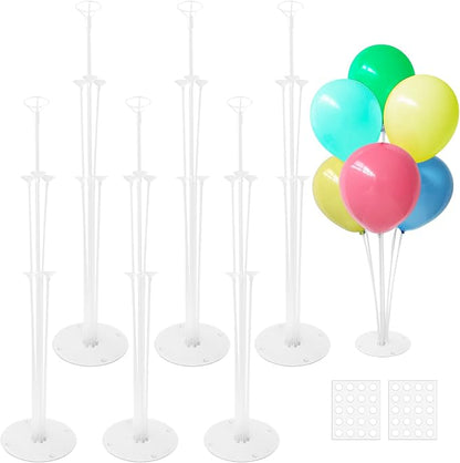6 Sets Balloon Sticks with Base, Balloon Stand Kits, Balloon Stands with Base by Bvrbaory