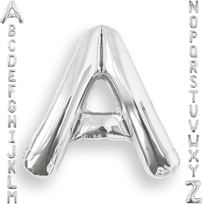 AULE 40 Inch Silver A Balloon Letter Foil A-Z Birthday Big Alphabet | Birthday by AULE