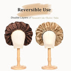 YANIBEST Adjustable Satin Bonnet Double Layer Hair Bonnet for Sleeping Bonnets for Women Hats Curly Natural Hair, Brown