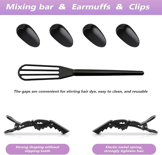 30pcs Hair Dye Coloring Kit, Hair Coloring Kit, Salon Hair Dye Tools, Hair Dye Brush and Bowl Set, Hair Dye Kit, Complete DIY Tools for Home Hair Coloring, Black