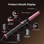5 in 1 Automatic Rotating Curling Iron Set, CrazyMar Curling Wand Set - 5 Barrels (3/4,1,1/4 Inch) Dual Voltage Curling Wand for Professional Hair Styling, Travel, Ceramic Coating, Women Gifts