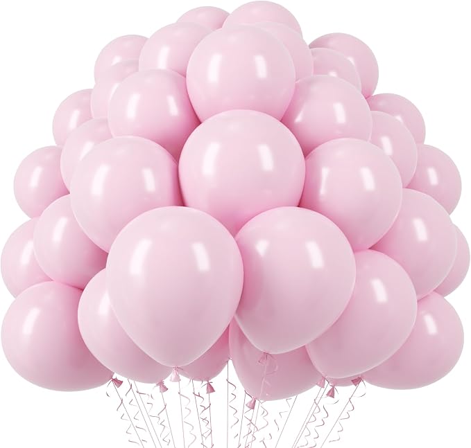 Voircoloria 110pcs Light Pink Pastel Pink Latex Party Balloons, 12inch | by Voircoloria