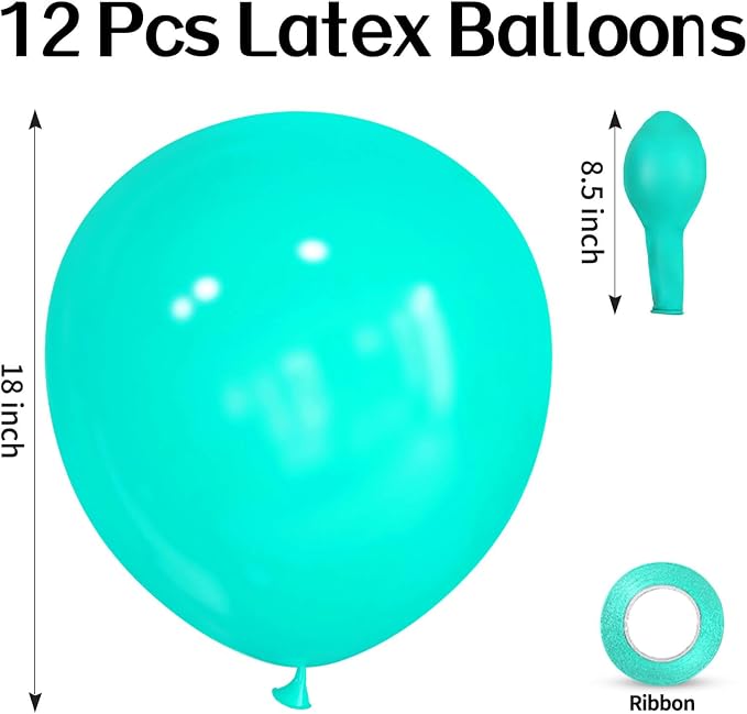 18 Inch Teal Balloons 12 Pack Big Balloons Thick Latex Turquoise Dark Teal - Image 2