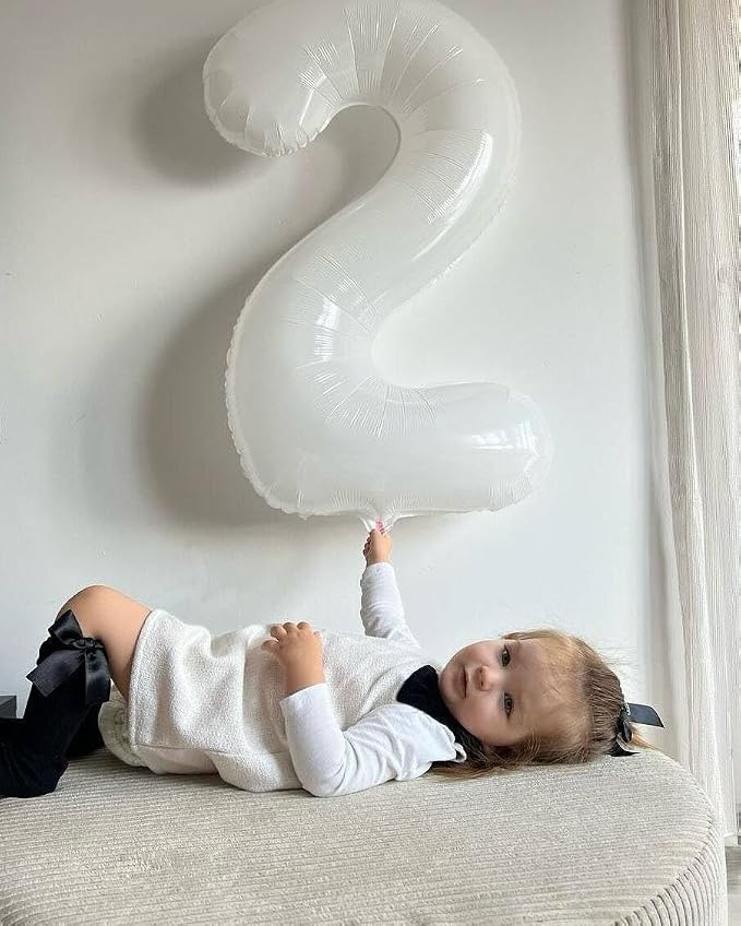 6 Balloon - White Birthday Number Balloons, 40 Inch Decorations Men Women | - Image 4