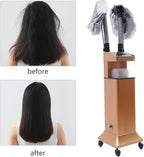 Multifunctional Hair Steamer Cold Mist Ozone Oil Treatment Dyeing Machine with 2 Steam Caps Standing Hooded Hair Care Processor with Wheels 2 Telescopic Tubes Time/Temp Control for Barbershops Salons