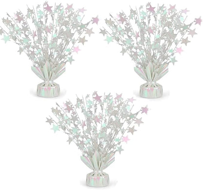 PMU 3 Pack Bursting Star Metallic Foil Spray Centerpiece- Opal Iridescent by PMU