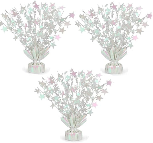 PMU 3 Pack Bursting Star Metallic Foil Spray Centerpiece- Opal Iridescent by PMU