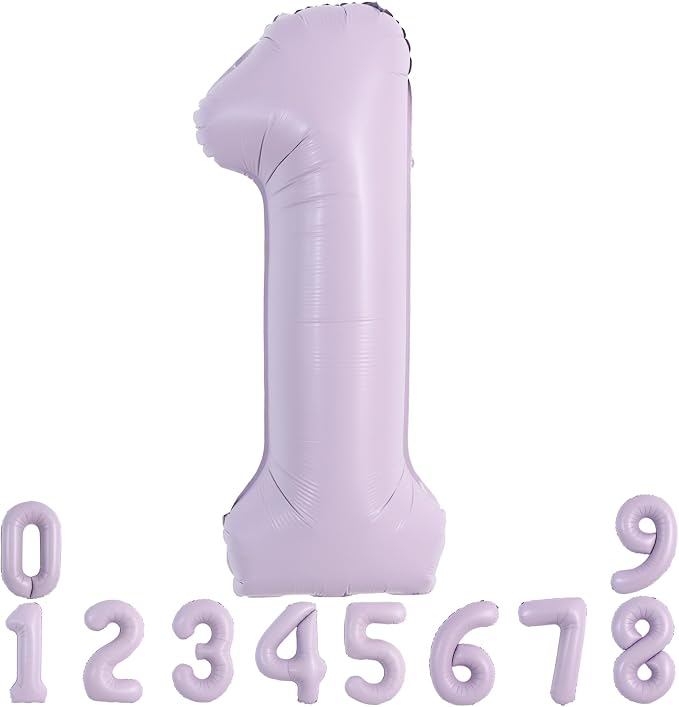 TONIFUL 40 Inch Pastel Purple Number 1 Balloon – Big Lilac Mylar Foil Number by TONIFUL