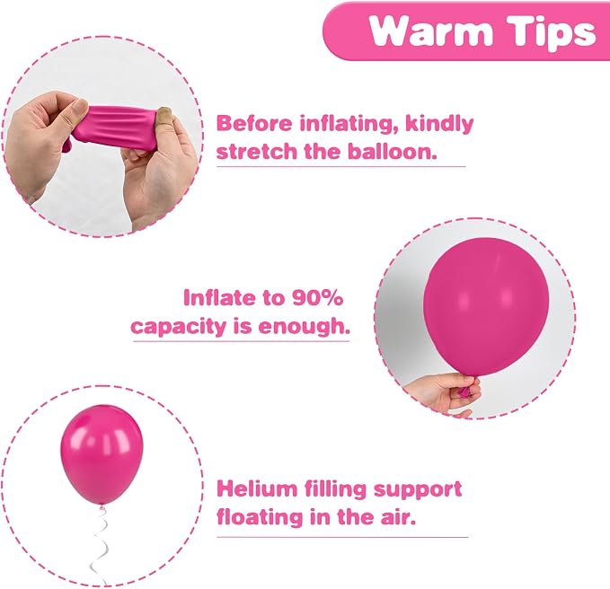 Pink and Black Balloons, 12 Inch Pink Black Balloons, Hot Pink White Pastel - Image 3