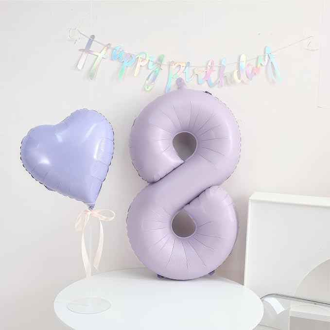 Pastel Purple 18 Number Balloons, 40 Inch Light Purple 18 Balloons Large Helium - Image 6