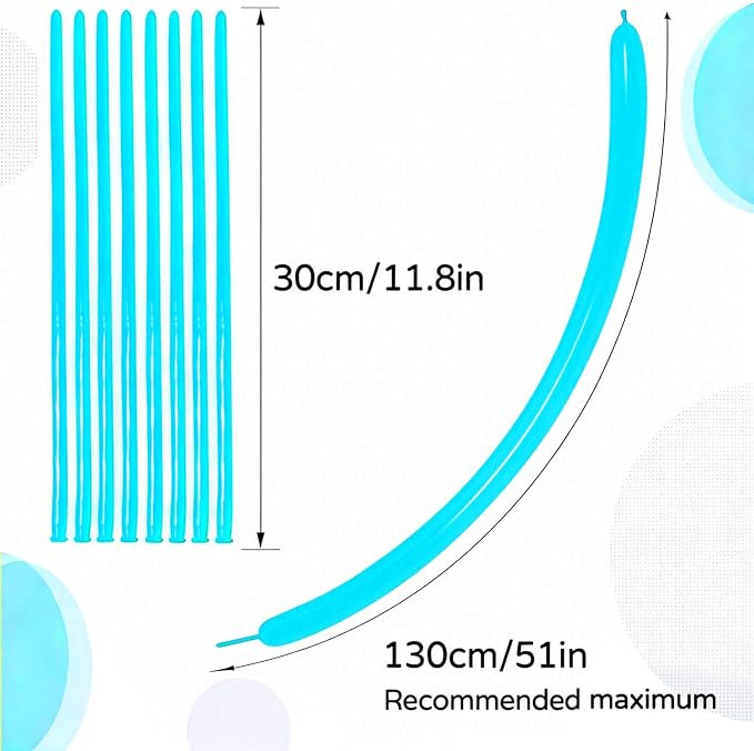 260 Teal Blue Long Balloons for Balloon Garland Thickening Skinny Latex - Image 3