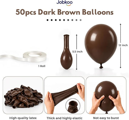 Jobkoo Brown Balloons 12 Inch, Dark Brown Coffee Neutral Latex Balloon | Matte - Image 2