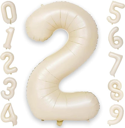 40 Inch Balloon Number 2 Beige, Large Foil Cream Number Balloons Set 0-9 by KAINSY
