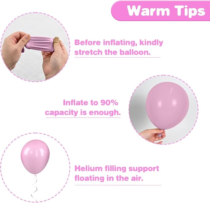 Pink Balloons, 12 Inch Hot Pink Balloons, Pastel Metallic Pink White Latex - Image 3