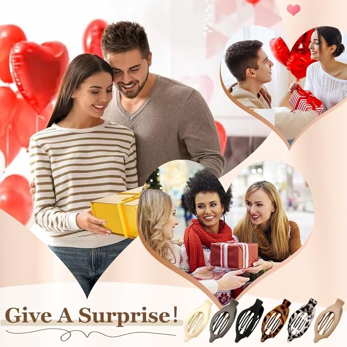Flat Hair Clips for Women, French Hair Claw Clips for Thick, Thin, Long & Short Hair, Duck Billed Clips, No-Slip Grip Hair Styling Accessories for Women Girls Daily Use (Gray 6PCS)