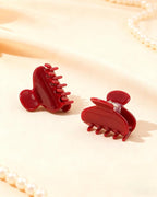 MAORULU 2 Pack Mini Acetate Hair Claw Clips – 1.6 Inch Small Durable Hair Clips for Women & Girls, Strong Hold Tiny Jaw Clips for Bangs & Half Up Hairstyles (Cherry Red)