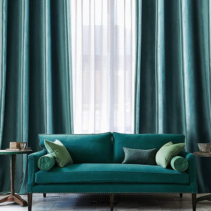MIULEE Velvet Curtains Teal 52 x 90 Inch Length Set of 2 | Grommet Drapes - Image 6