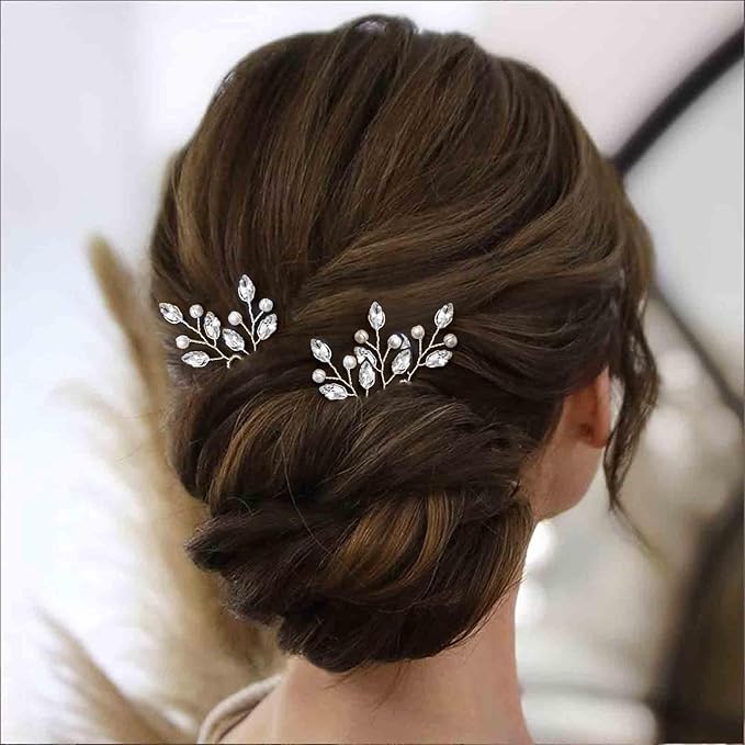 3 Pieces Pearl Crystal Bridal Hairpins Gold rhinestone wedding hairpins headpiece Tiny Pearl Hair Pins Decorative Prom Accessory for Women Wedding Hairstyles