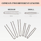 Kitsch U Shaped Hair Pins for Girls, Teens & Women | Hairpin Perfect for Updos, Ballet Buns & Wig Styling | Ideal Gifts for Women - 3 Inches & 2.5 Inches, Brown, 18Pcs