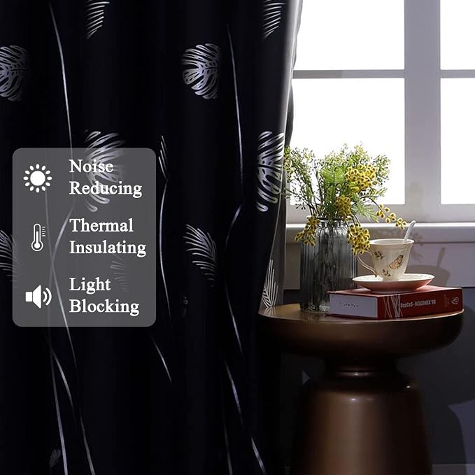 Curtain for Sliding Glass Door 100W x 84L Inch Long Elegant Silver Palm Tree - Image 6
