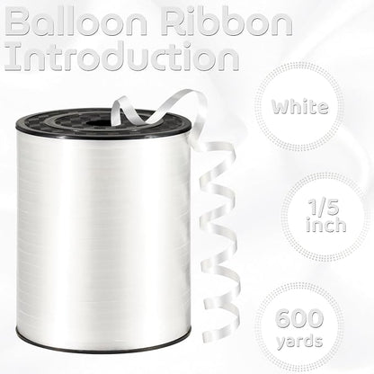 600 Yards White Curling Ribbon for Gift Wrapping 1/5 Inch Balloon String White - Image 2