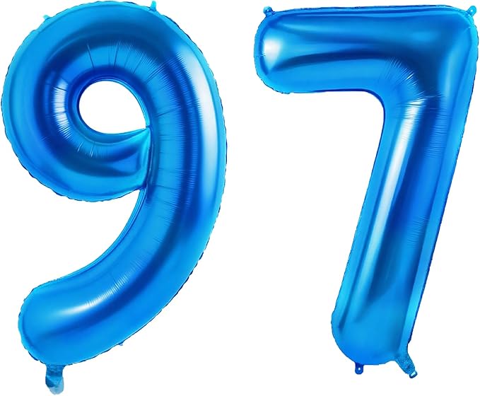 Number 97 Balloons for 97th Birthday Party Decorations, 0-100 Large No.97 by Joycard