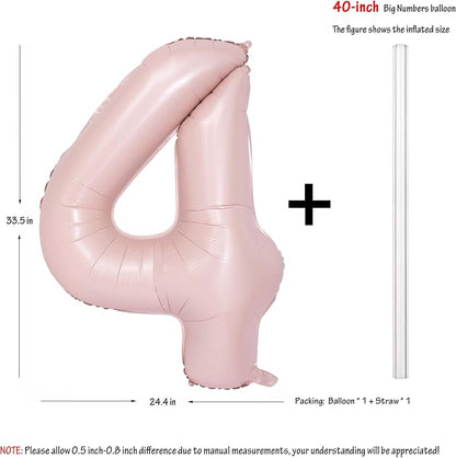 40 In Matte Pink Number Balloons Helium Foil Mylar Balloon Party Digital 4 | - Image 2