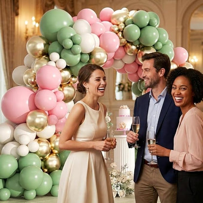 Pink and Green Balloons Arch Kit -153Pcs Sage Green and Pink White Sand Gold - Image 7