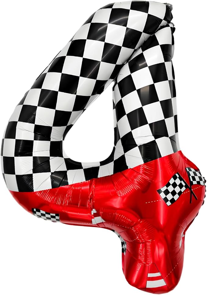 1 pack racing theme 40-inch digital foil balloon, featuring black and white by laackys