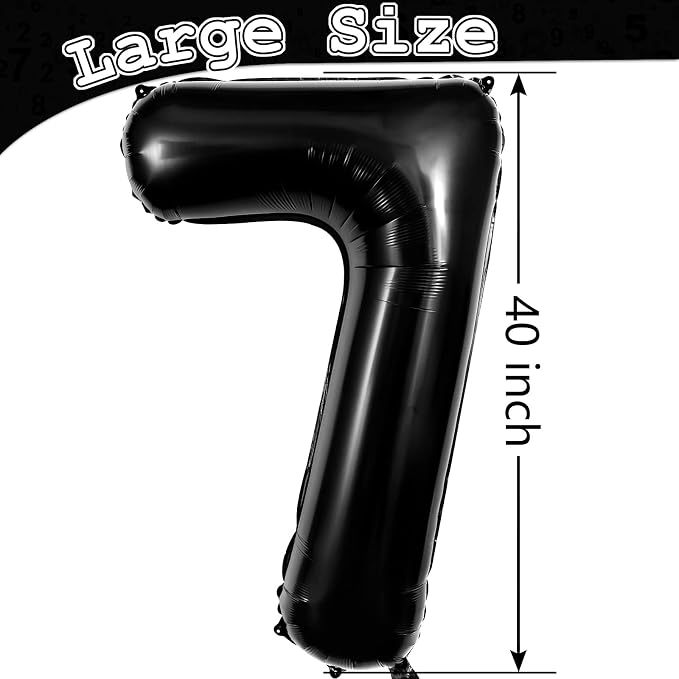 Black Number 7 Balloons 40 Inch Large Foil Balloons, Giant Number Balloon - Image 6