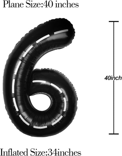 Race Car 40 Inch Black 6 Big Large Helium Balloon Number 0-9 | Track Giant - Image 5