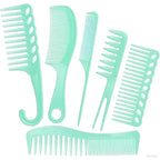 6PCS Professional Hair Comb Set for Women & Men Rat Tail, Wide & Fine Tooth Combs for Curly Hair, Braiding, Barber Styling, Cutting & Parting (Green)