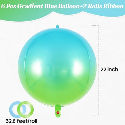Metallic Gradient Blue Balloons, 22 Inch Large Sphere Round Balloons - Image 2