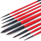 Transon Round Paint Brush Set 9pcs Synthetic Sable Hair for Acrylic Painting Watercolor Painting Gouache Ink Craft and Detail Painting