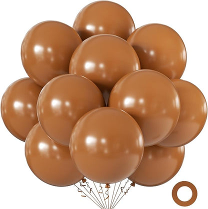 Warm Brown Balloons 18 Inch 24 Pack Matte Helium Latex Round Balloons by KALOR