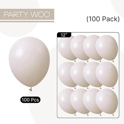 PartyWoo White Balloons 100pcs Sand White Beige Cream Ivory Boho Neutral | 12 - Image 7