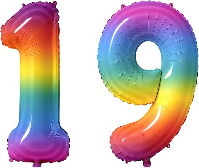 Number 19 Balloons for 19th Birthday Party Decorations, 0-100 Large No.19 by Joycard