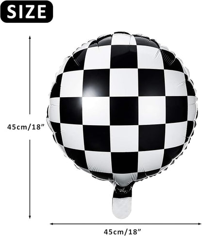 Checkerboard Balloon 12 Pcs Aluminum Foil Black White Checkered Balloon - Image 2