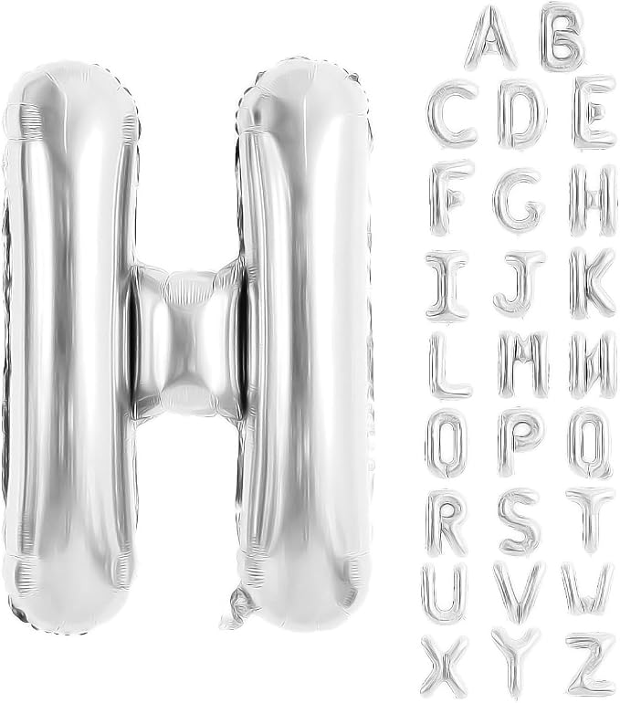 Silver Letter Balloons 40 Inch Large Alphabet Balloon Letter H | Foil Mylar Big by YUNSHANGMO