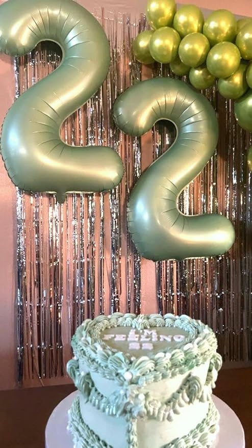 Sage Green Number 2 Balloon 40 inch, 2nd Birthday Party Balloons Decorations | - Image 5