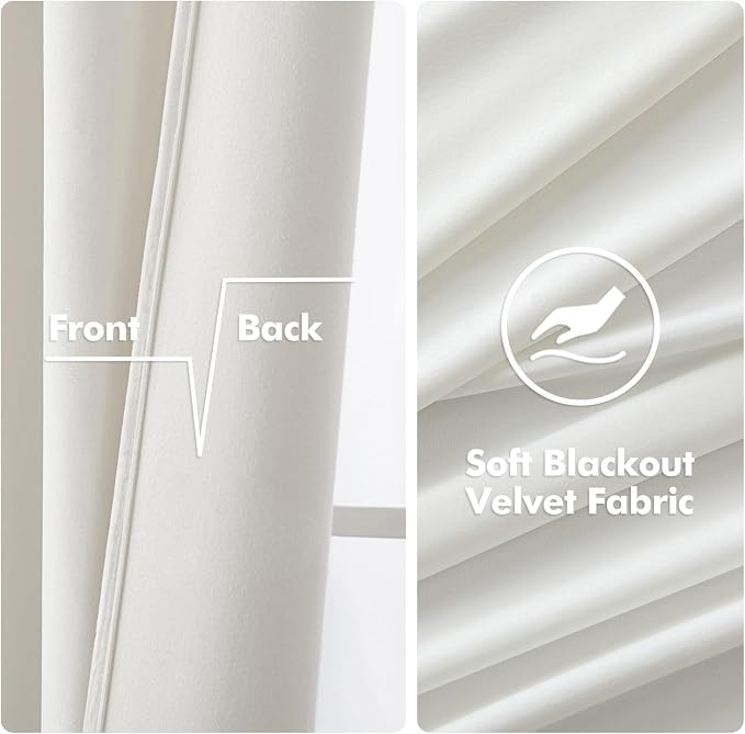 MIULEE Velvet Curtains Pure White 52 x 108 Inch Length Set of 2 | Extra Long - Image 3