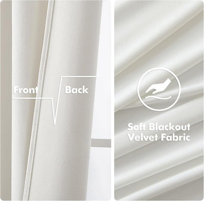 MIULEE Velvet Curtains Pure White 52 x 96 Inch Length Set of 2 | Grommet Drapes - Image 3
