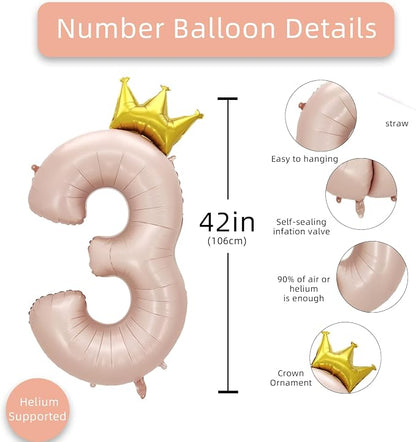 AULE 40 Inch Big Pink 3 Balloon Number - Image 2