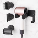 Dyson Hair Dryer Holder, Wall Mounted Aluminum Alloy Hair Dryer Wall Mount for Supersonic/Nural, Dyson Blow Dryer Holder with 3 Magnetic Rings for Salon & Bathroom Black UEMUSI