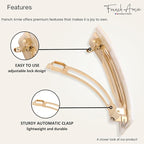 French Amie Fine 1" Wide Rectangular Celluloid Handmade Ivory Automatic Hair Barrettes for Women French Hair Clips