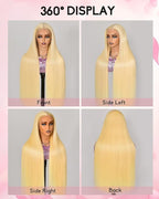 613 13x6 Lace Front Wig Human Hair Straight Blonde Wig Human Hair 613 HD Lace Frontal Wigs 180 Density No Synthetic Blend No Tangle No Shedding Triple Lifespan 3X 100% Real Human Hair 22 Inch