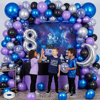 Black Blue and Purple Balloons, 12 Inch Metallic Blue Purple Black and Silver - Image 3