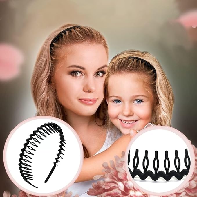 LAPOHI 8 PCS Non Slip Fashion Plastic Headbands with Teeth Skinny Hair Band Combs Hair Hoop Hair Accessory for Women Men Hair Decorations