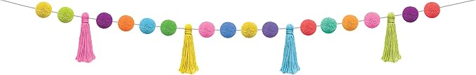 Teacher Created Resources Colorful Pom-Poms and Tassels Garland - Image 2