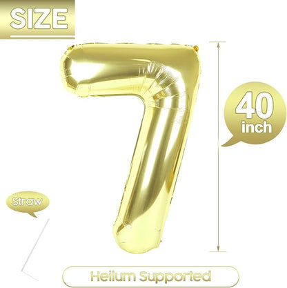 7 Balloon - Champagne Gold Birthday Number Balloons, 40 Inch Decorations | - Image 5